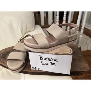 Bussola Comfort Sandals Womens Size 7M Beige Leather Platform Casual